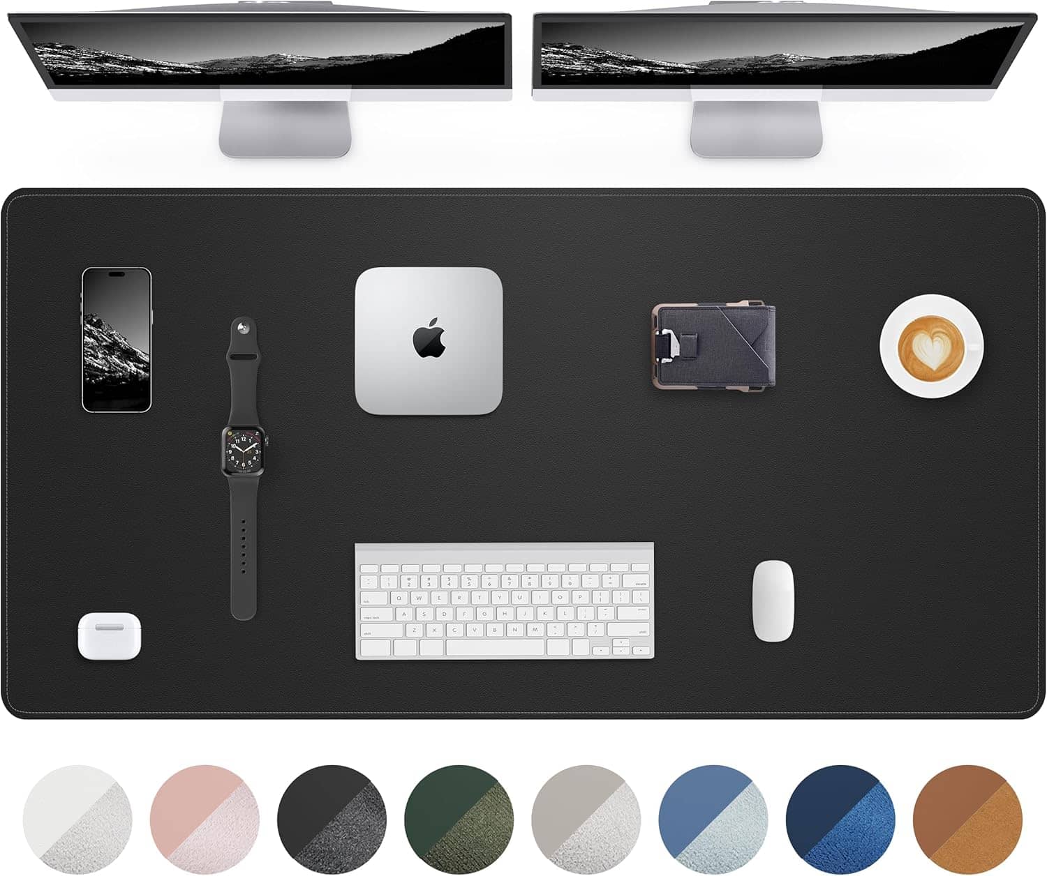 AFIING Extra Large Desk Mat - 63x17 Non-Slip Office Desk Pad Black