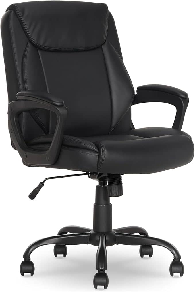 Amazon Basics PureSoft PU Padded Mid-Back Office Chair - Black