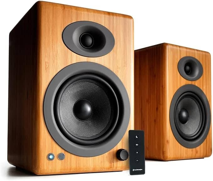 Audioengine A5+ Wireless Bookshelf Speakers - Bamboo