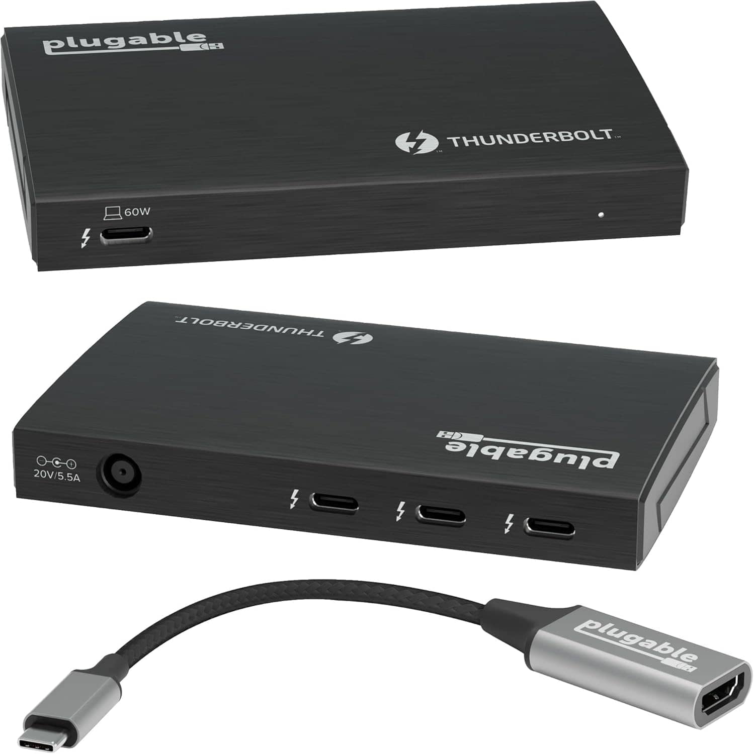 Plugable Thunderbolt 4 Hub 60W Charging 3x TBT4