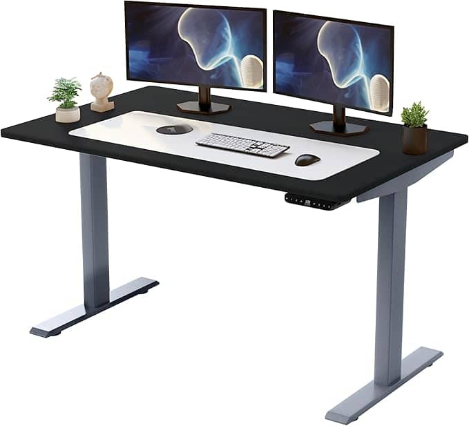 Rise UP Dual Motor Electric Standing Desk - Grey Frame 60x30 Black Top