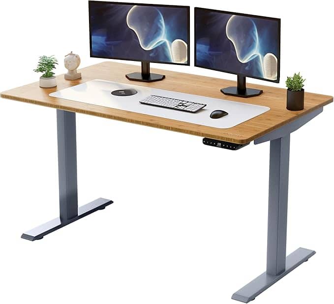 Rise UP Electric Standing Desk - Desktop 60x30" Natural Bamboo