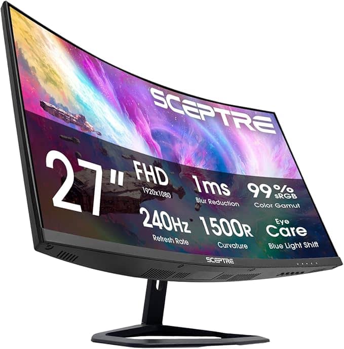 Sceptre 27-Inch Curved Gaming Monitor - Machine Black