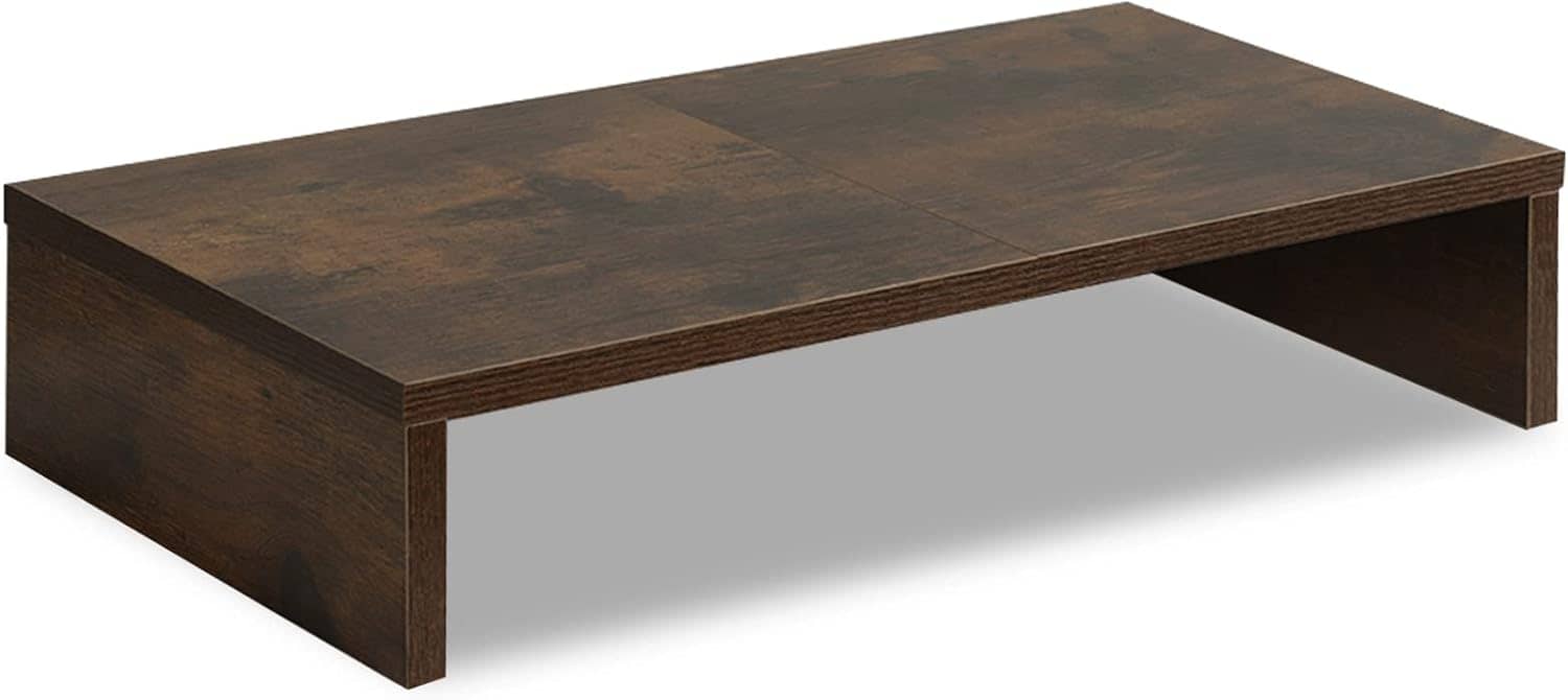 TEAMIX 20 inch Monitor Stand Riser Rustic Brown with Storage