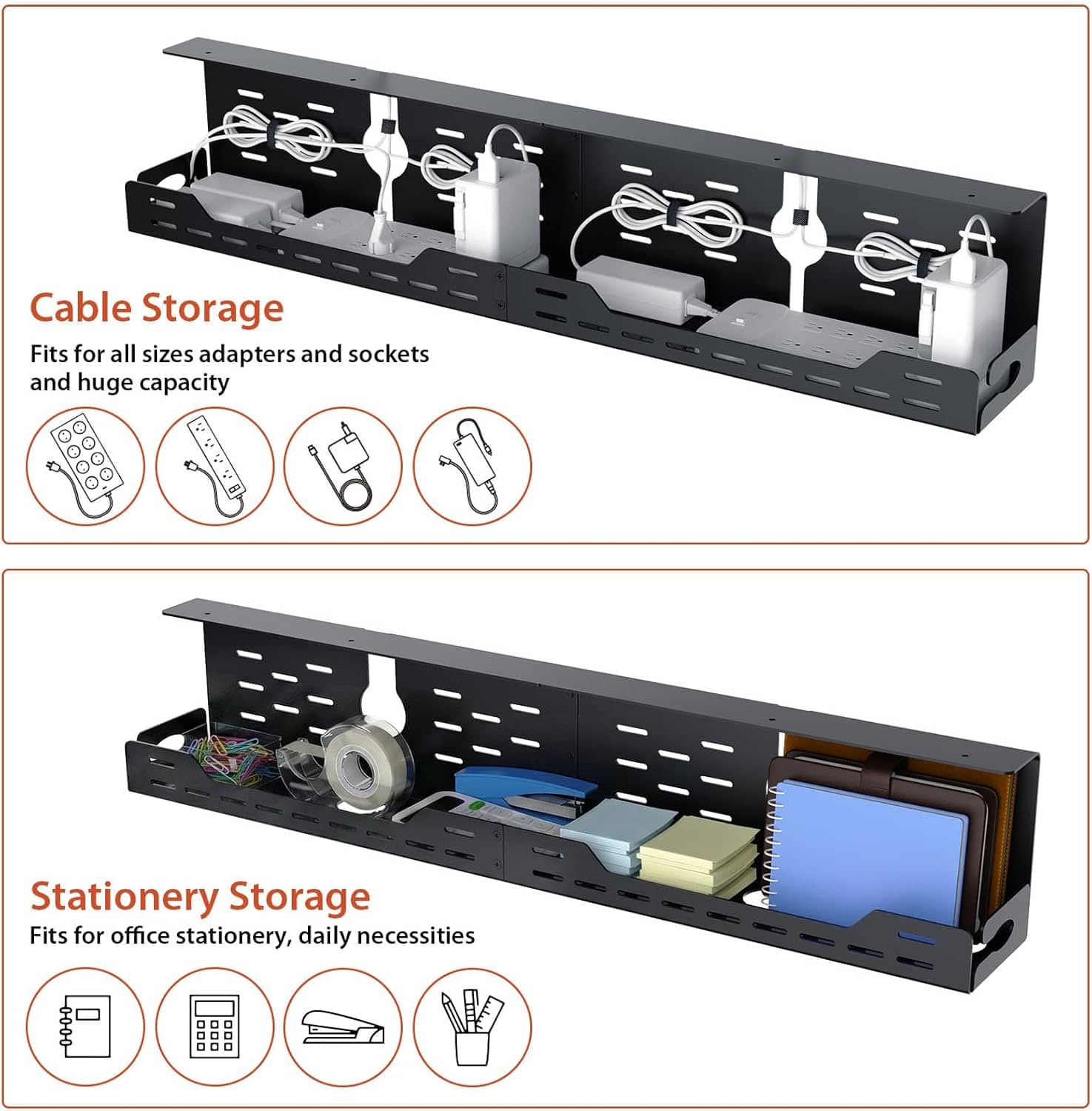 Univivi Under Desk Cable Management Tray 32 inch
