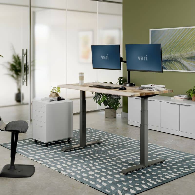 Vari Electric Standing Desk with ComfortEdge - Reclaimed Wood/Slate