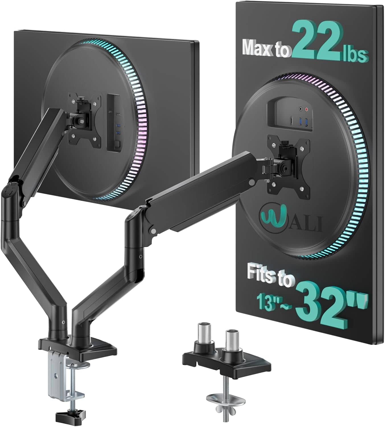 WALI Dual Monitor Stand 13-32 inch up to 22lbs