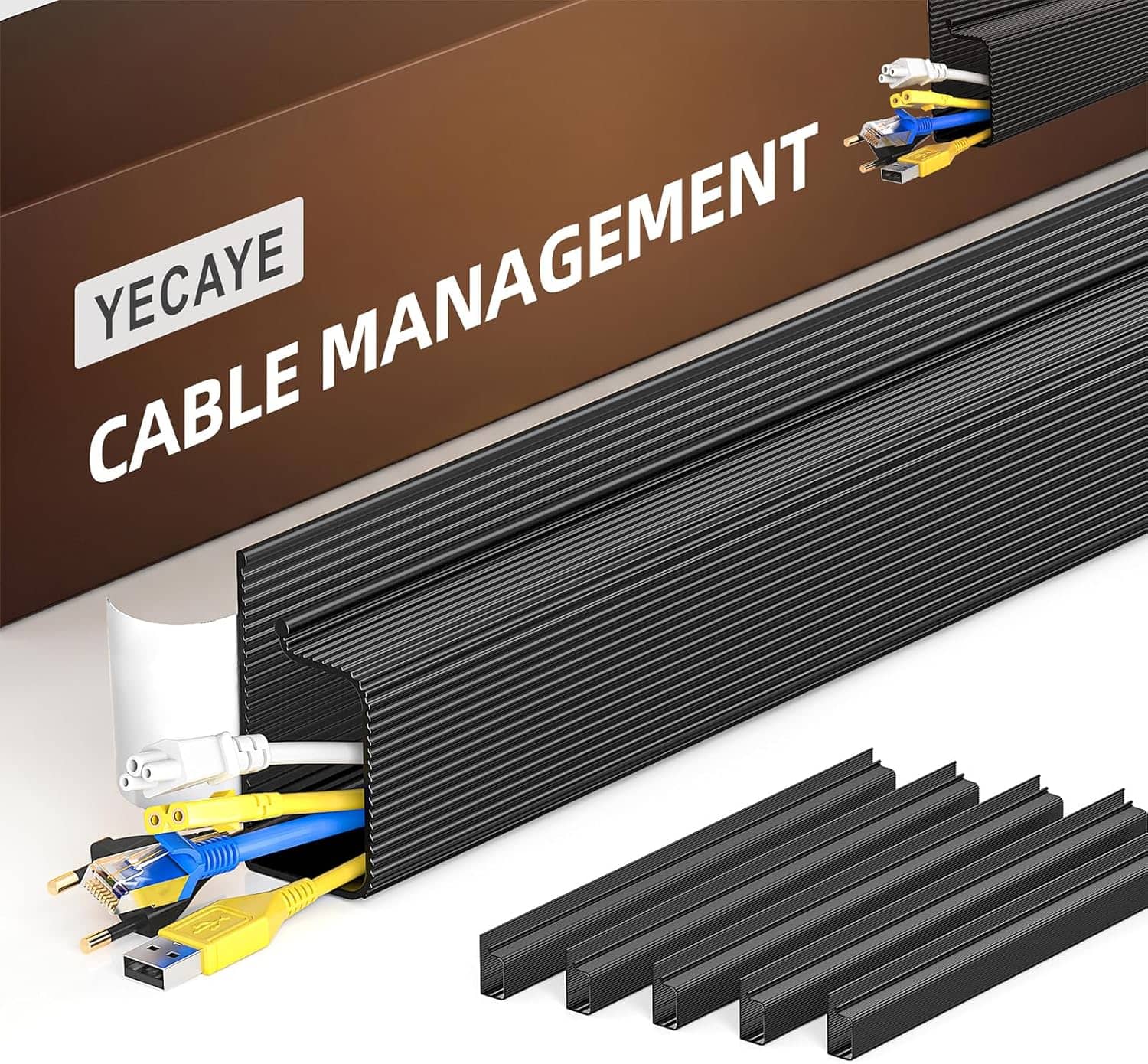 YECAYE 6 Pack Cable Management J Channel No-Drill