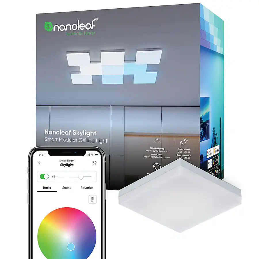 Nanoleaf Skylight Smart LED Flush Mount Indoor Ceiling Light Fixture Expansion Pack - Multicolor